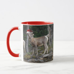 Mountain Goats wearing Santa Claus Hats Mug