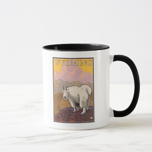 Mountain GoatWyomingVintage Travel Poster Mug (Right)