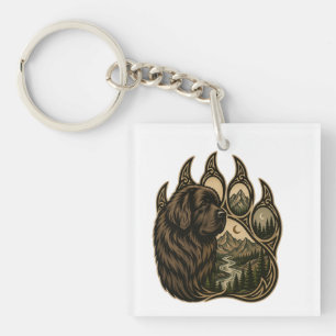 Mountain Guardian – Newfoundland Paw Art Key Ring