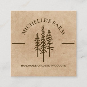 Mountain Handmade Farm Rustic Vintage Pine Tree Bu Square Business Card