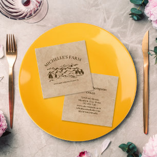 Mountain Handmade Farm Rustic Vintage Pine Tree Bu Square Business Card