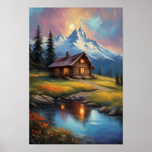 Mountain Haven, Wooden Cabin Poster (Front)