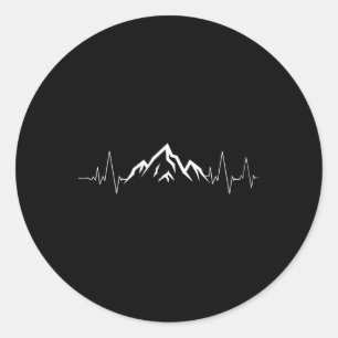 Mountain Heartbeat Shirt Hiking Bike Climbing Gift Classic Round Sticker