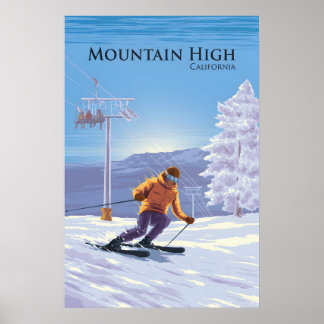 Mountain High California Ski Resort Travel Poster