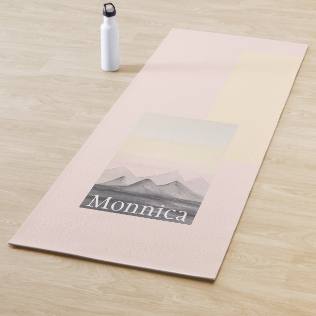 Mountain High Watercolor Art Monogrammed Yoga Mat (In Situ)