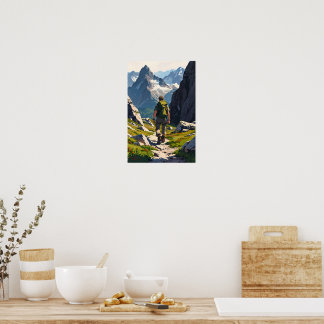 Mountain Hiker Adventure Art Poster