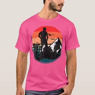 Mountain Hiker Camping Nature Hike Outdoors Retro T-Shirt