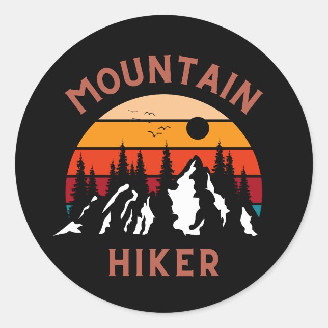 Mountain Hiker Classic Round Sticker (Front)
