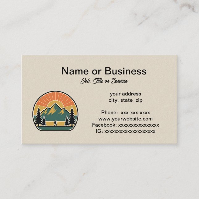 Mountain hiking business card (Front)