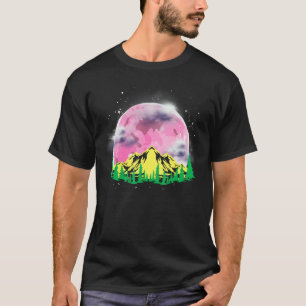 Mountain Hiking Full Moon Outdoor Forest Trees Hik T-Shirt