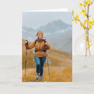 Mountain Hiking in Autumn Photo Card