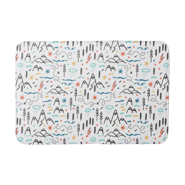 Mountain Hiking Pattern Bath Mat (Front)