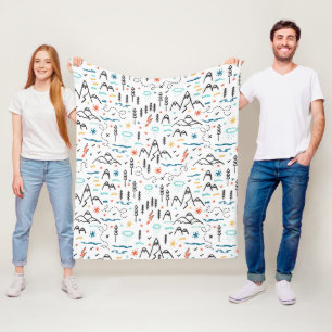 Mountain Hiking Pattern Fleece Blanket