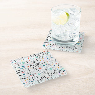 Mountain Hiking Pattern Glass Coaster
