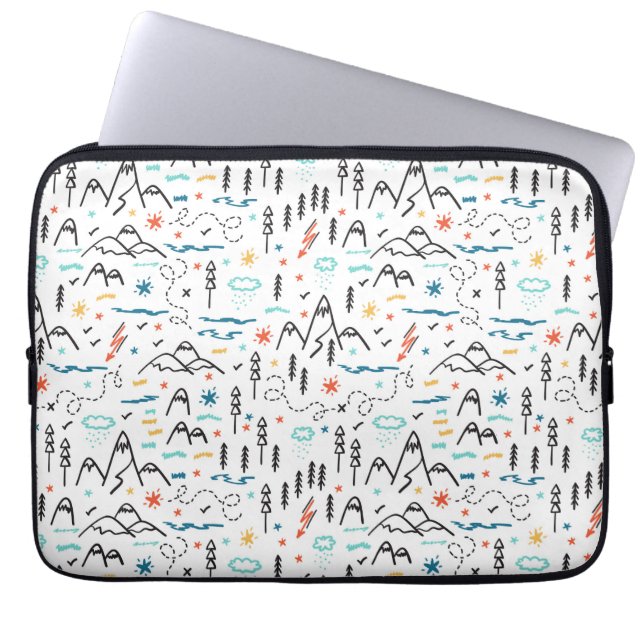 Mountain Hiking Pattern Laptop Sleeve (Front)