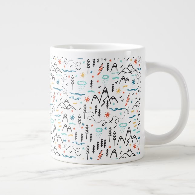 Mountain Hiking Pattern Large Coffee Mug (Right)