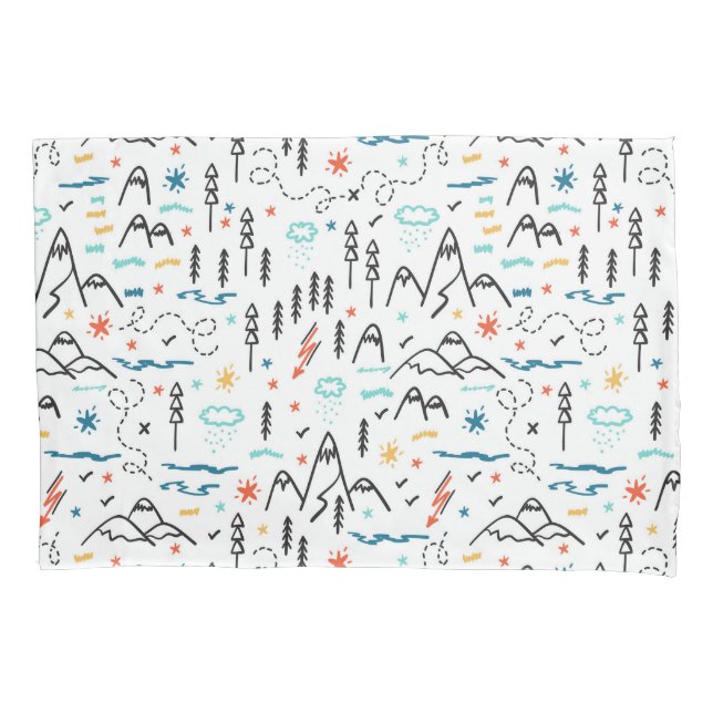 Mountain Hiking Pattern Pillowcase (Front-Left)