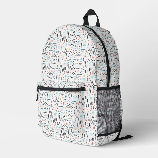 Mountain Hiking Pattern Printed Backpack (Back Corner Right)
