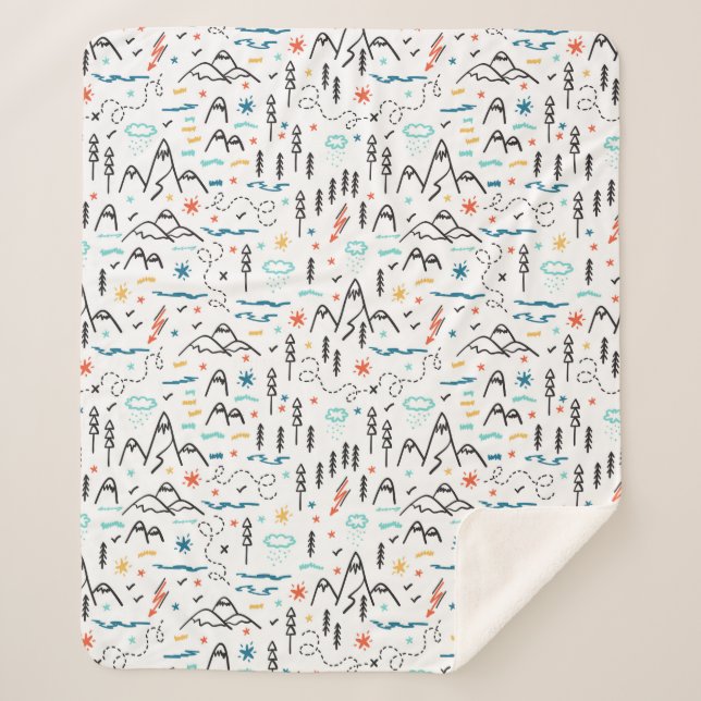 Mountain Hiking Pattern Sherpa Blanket (Front)
