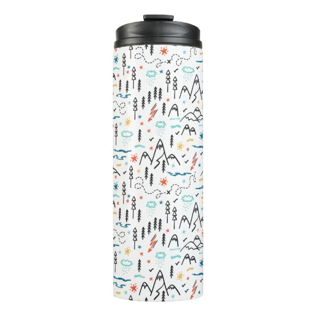 Mountain Hiking Pattern Thermal Tumbler (Front)