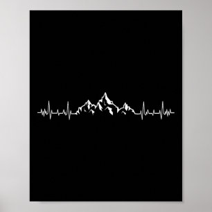 Mountain Hiking - Pulse Heartbeat Hiker Climber Mo Poster