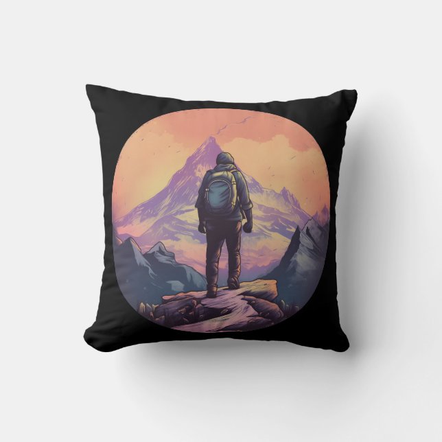Mountain Hiking Sunset Cushion (Front)