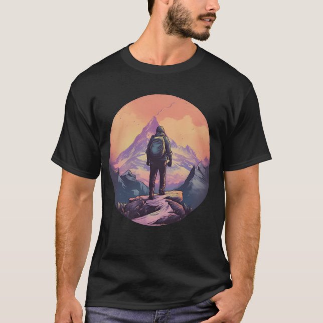 Mountain Hiking Sunset T-Shirt (Front)