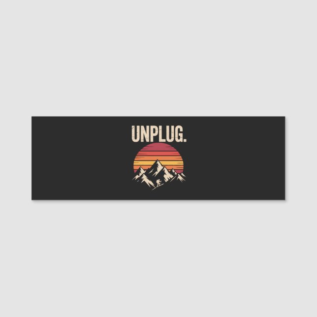 Mountain Hiking Unplug Name Tag (Front)