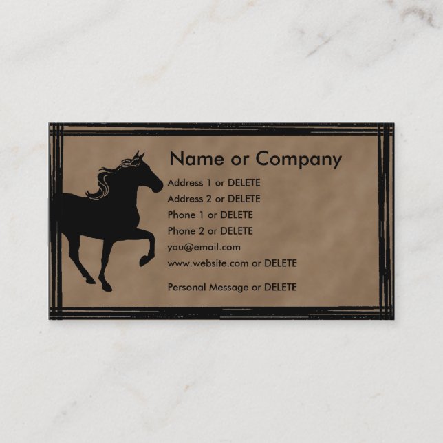 Mountain Horse Silhouette Personal Profile Business Card (Front)