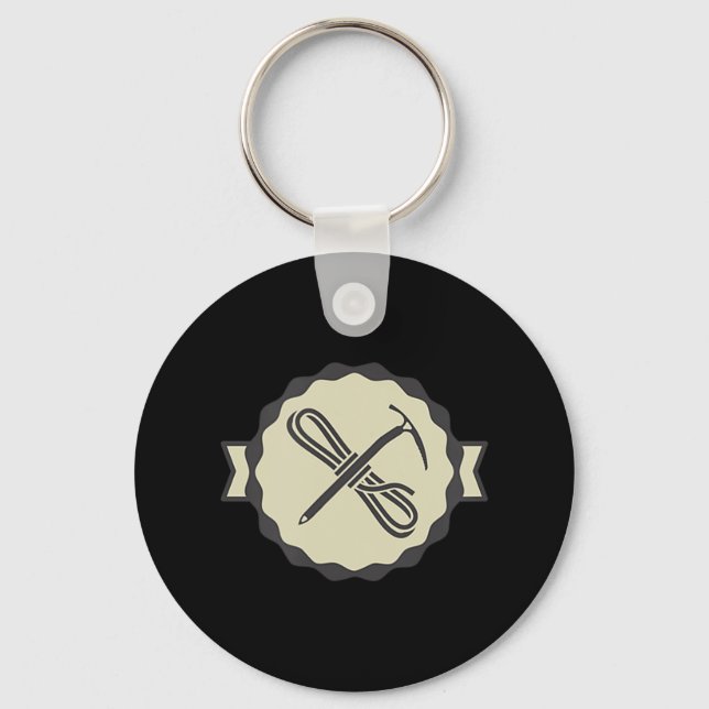 MOUNTAIN ICE CLIMBING ICON  Ice Wall Rock Climber  Key Ring (Front)