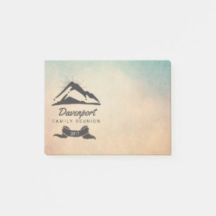 Mountain Illustration with Sun Rays Family Reunion Post-it Notes