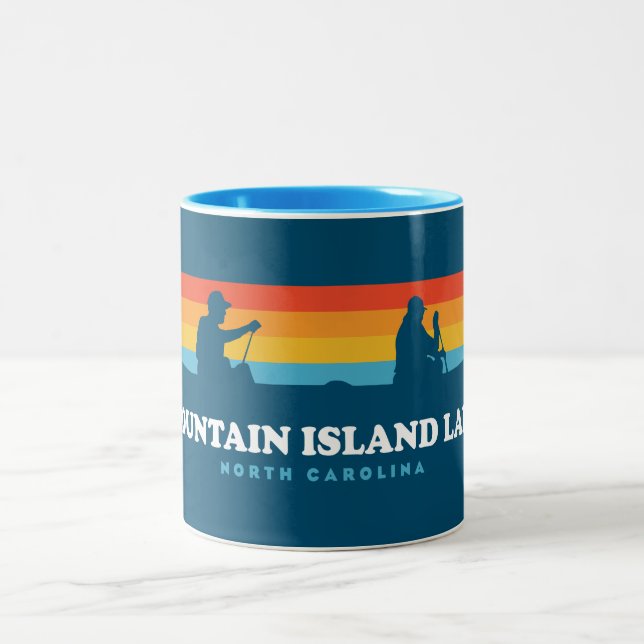 Mountain Island Lake North Carolina Canoe Two-Tone Coffee Mug (Center)