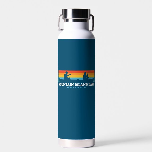 Mountain Island Lake North Carolina Canoe Water Bottle (Front)