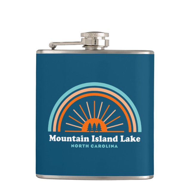 Mountain Island Lake North Carolina Rainbow Hip Flask (Front)