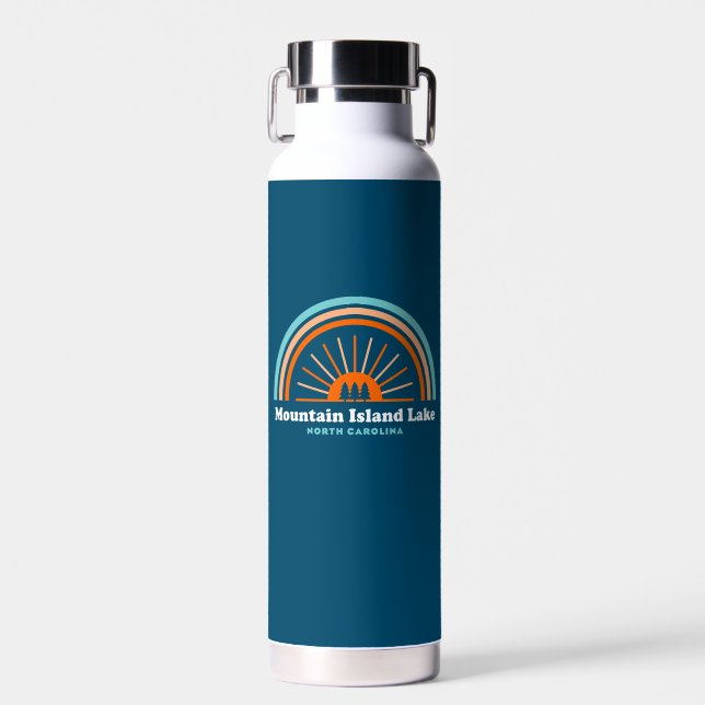 Mountain Island Lake North Carolina Rainbow Water Bottle (Front)