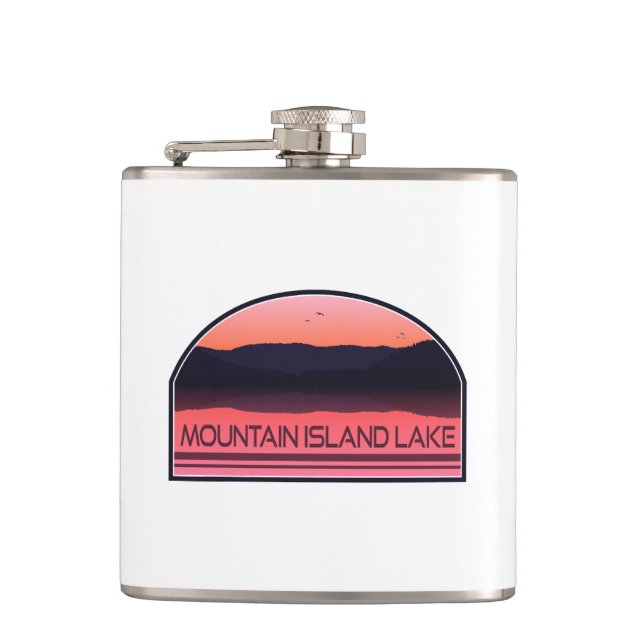 Mountain Island Lake North Carolina Red Sunrise Hip Flask (Front)