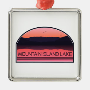 Mountain Island Lake North Carolina Red Sunrise Metal Tree Decoration