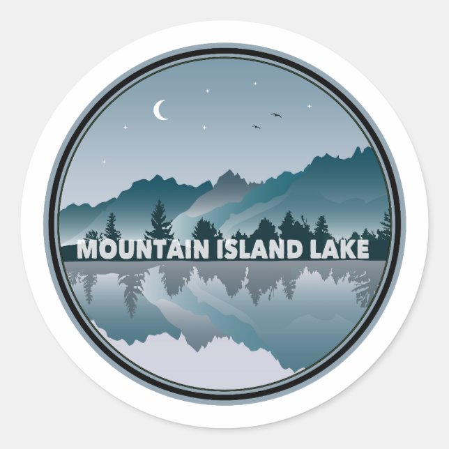 Mountain Island Lake North Carolina Reflection Classic Round Sticker (Front)
