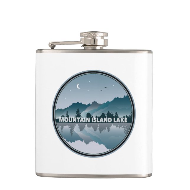 Mountain Island Lake North Carolina Reflection Hip Flask (Front)