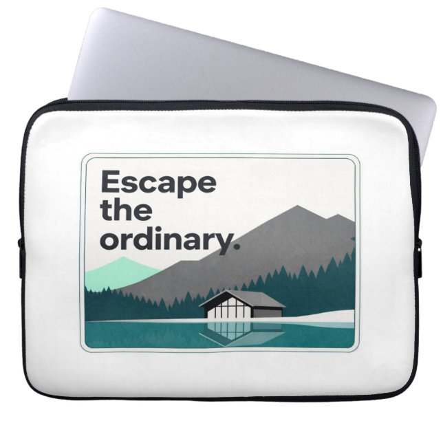 Mountain Lake Adventure Quote Art Laptop Sleeve (Front)