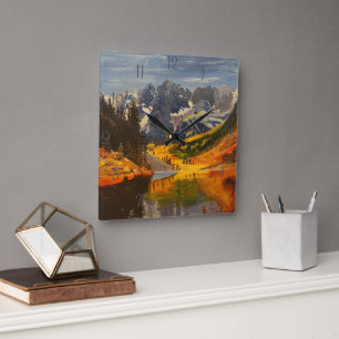 Mountain Lake, By Gary Poling Square Wall Clock