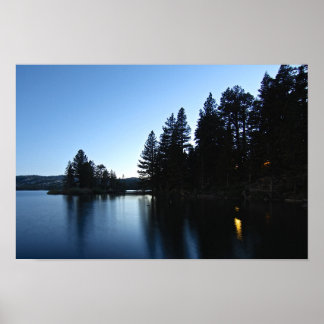 Mountain Lake, Cabin, Night Poster