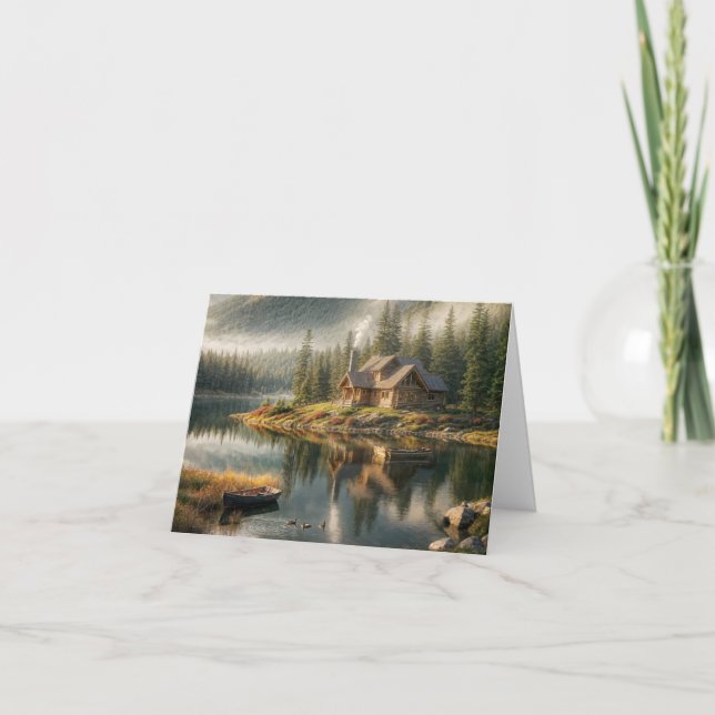 Mountain Lake Cabin Note Card (Front)