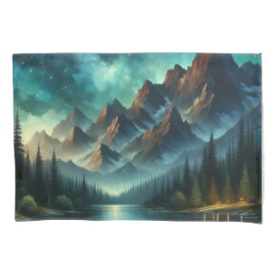 Mountain Lake/cabin under the stars Pillowcase