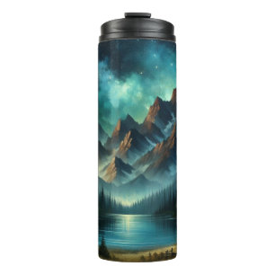 Mountain Lake/cabin under the stars Thermal Tumbler