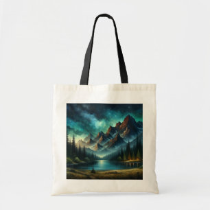 Mountain Lake/cabin under the stars Tote Bag