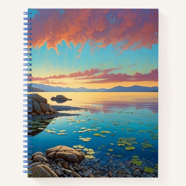Mountain Lake Flowers Colorful Art Notebook (Front)