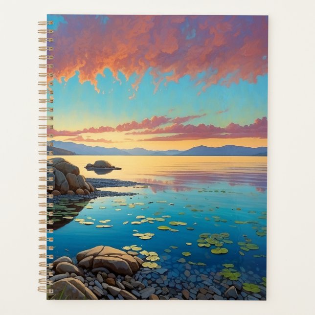 Mountain Lake Flowers Colorful Art Planner (Front)