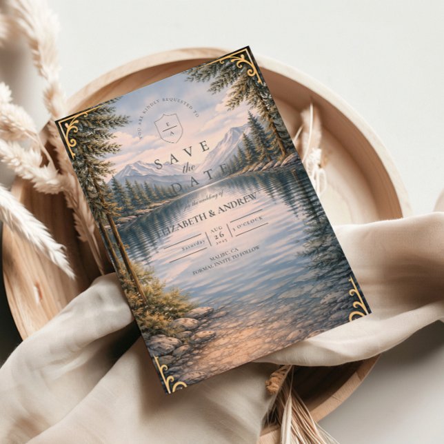Mountain Lake Forest Reflection Wedding Save The Date (Creator Uploaded)