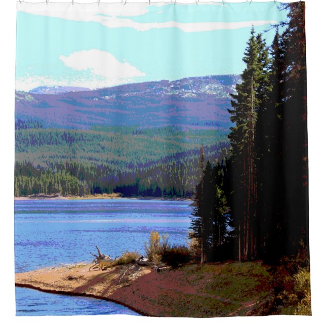 Mountain Lake Forest Scenic Shower Curtain (Front)